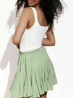 Elastic Waist Ruffled Hem Skirt