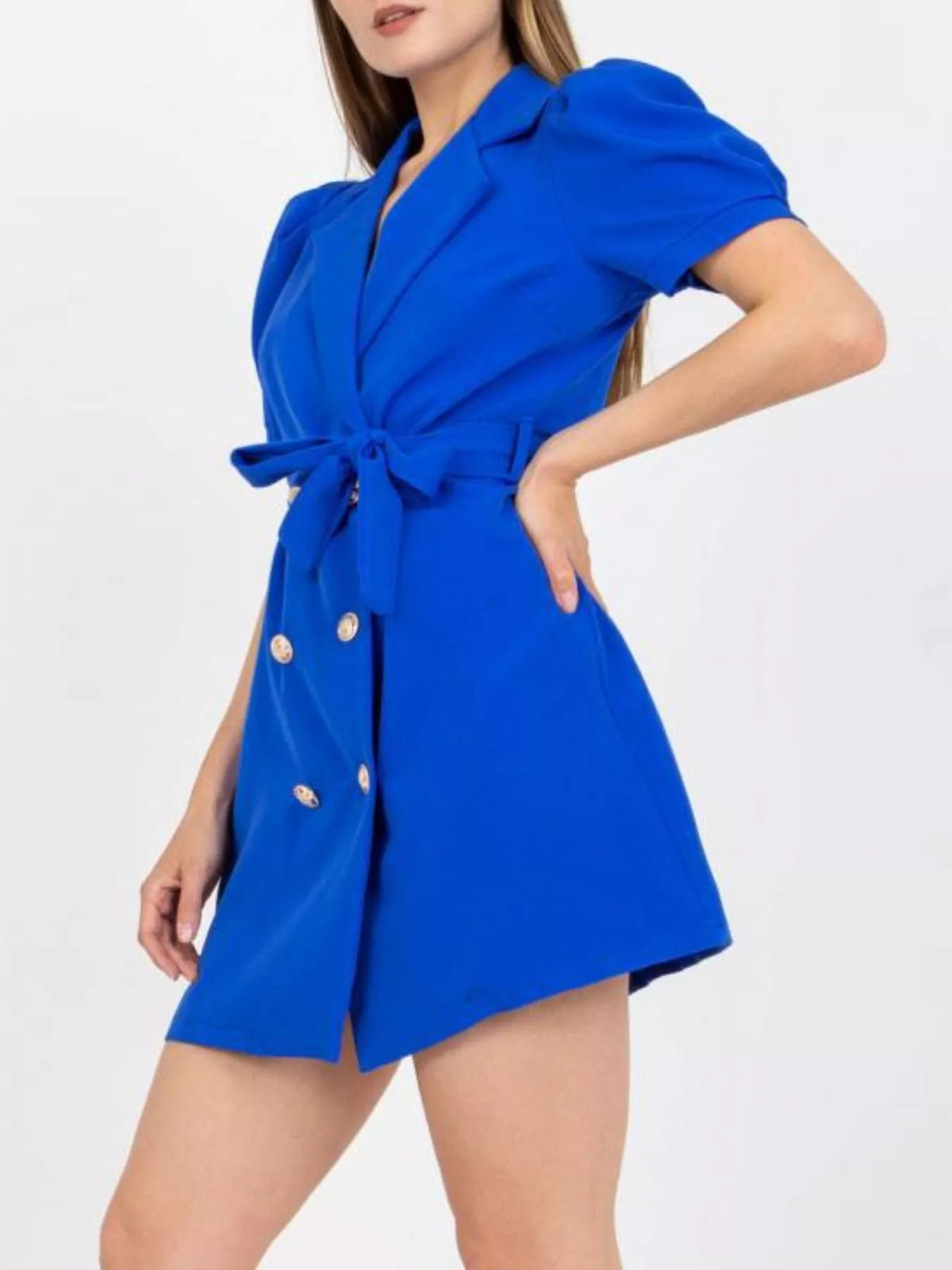 Blazer Style Tie Waist Mini Dress