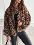 Leopard Faux Fur Cropped Jacket