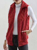 Full Size Cozy Faux Fur Zip-Up Vest Coat Plus Size