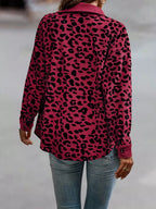 Full Size Leopard Print Button-Down Jacket Plus Size