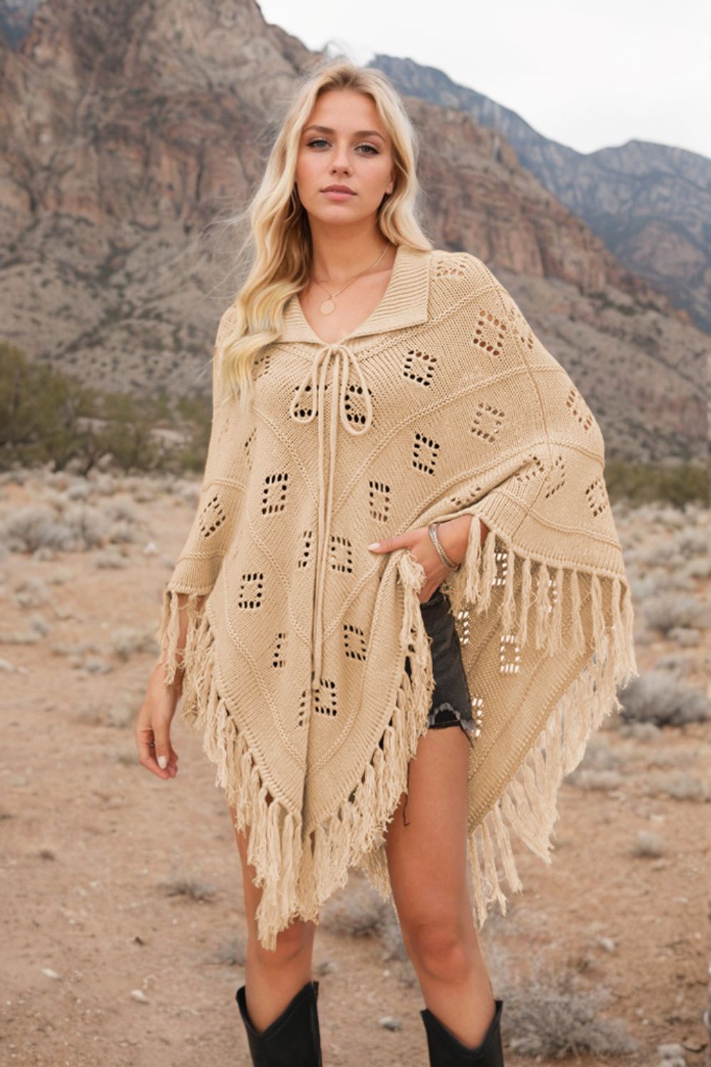 Tassel Hem Knit Cover Up