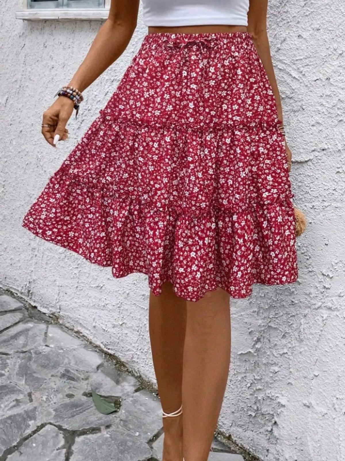 Floral Print Midi Skirt