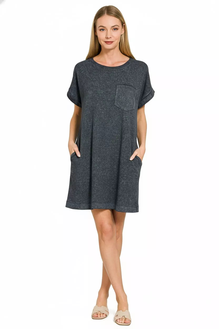 Zenana Premium Cotton Washed T-Shirt Dress