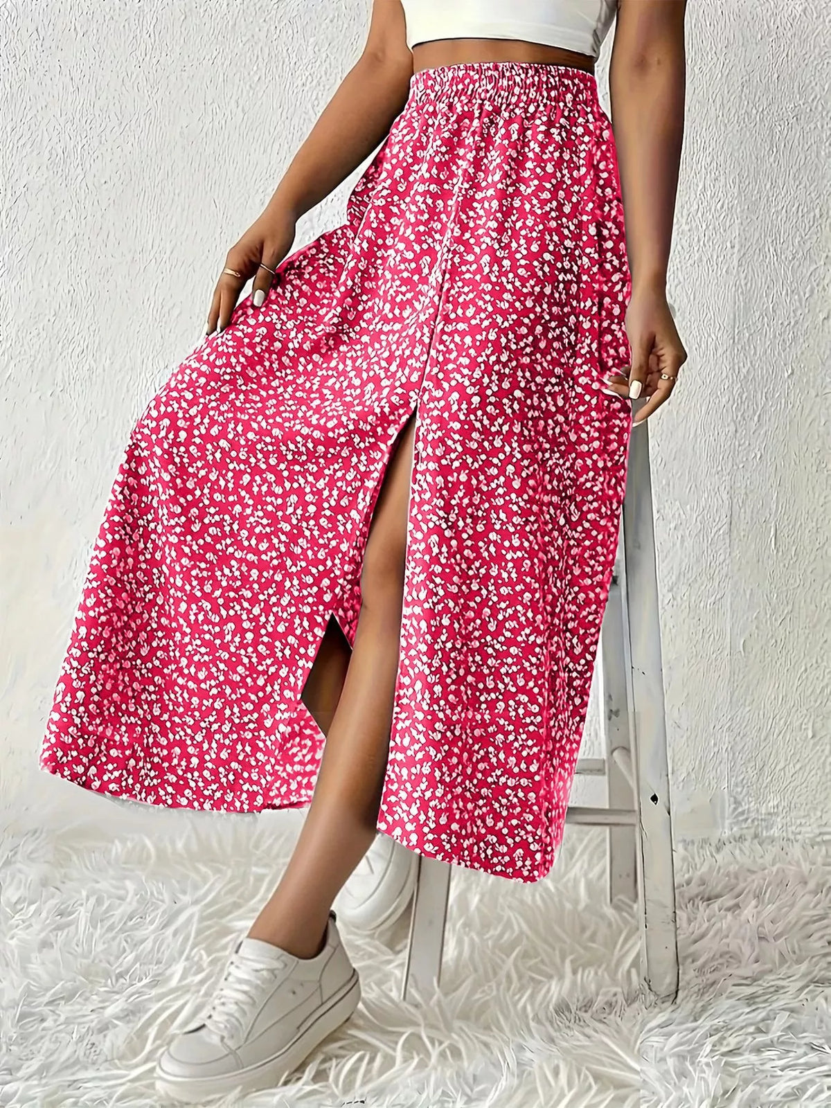 Slit Printed Skirt