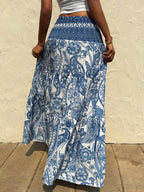 Printed Tiered Maxi Skirt