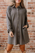 Waffle Knit Shirt Tunic Dress