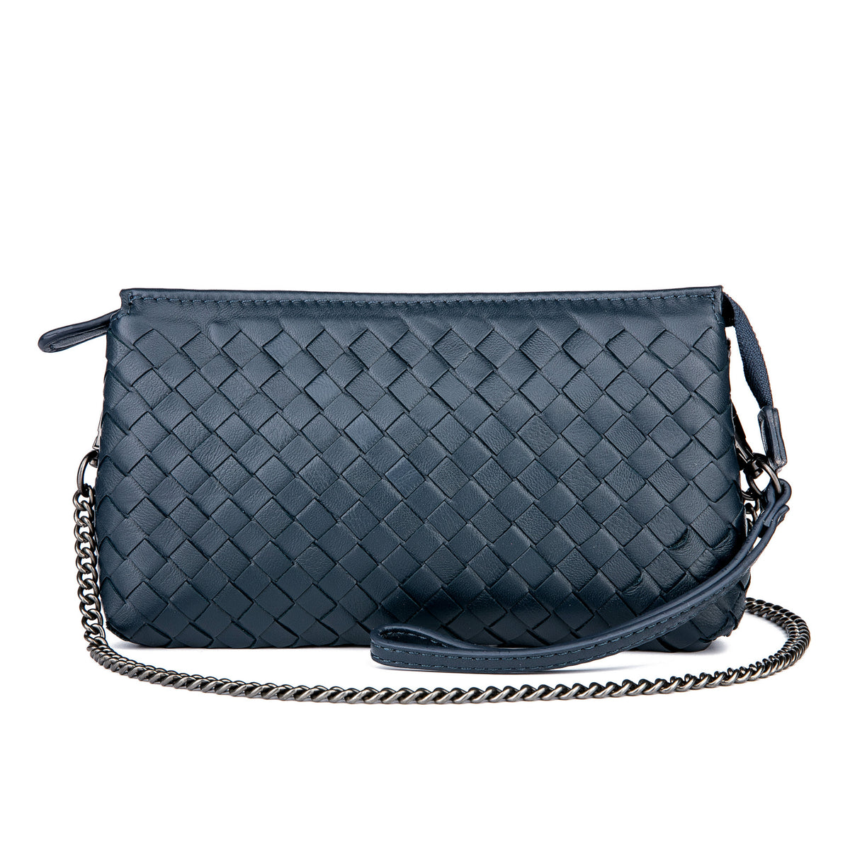 Genuine Leather Woven Clutch Shoulder Bag