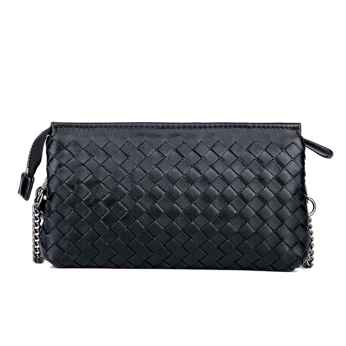 Genuine Leather Woven Clutch Shoulder Bag