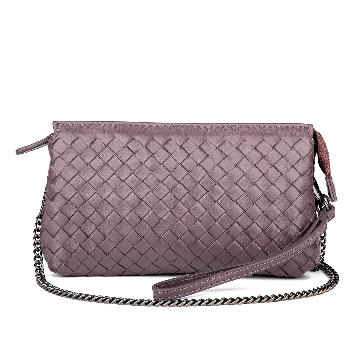 Genuine Leather Woven Clutch Shoulder Bag