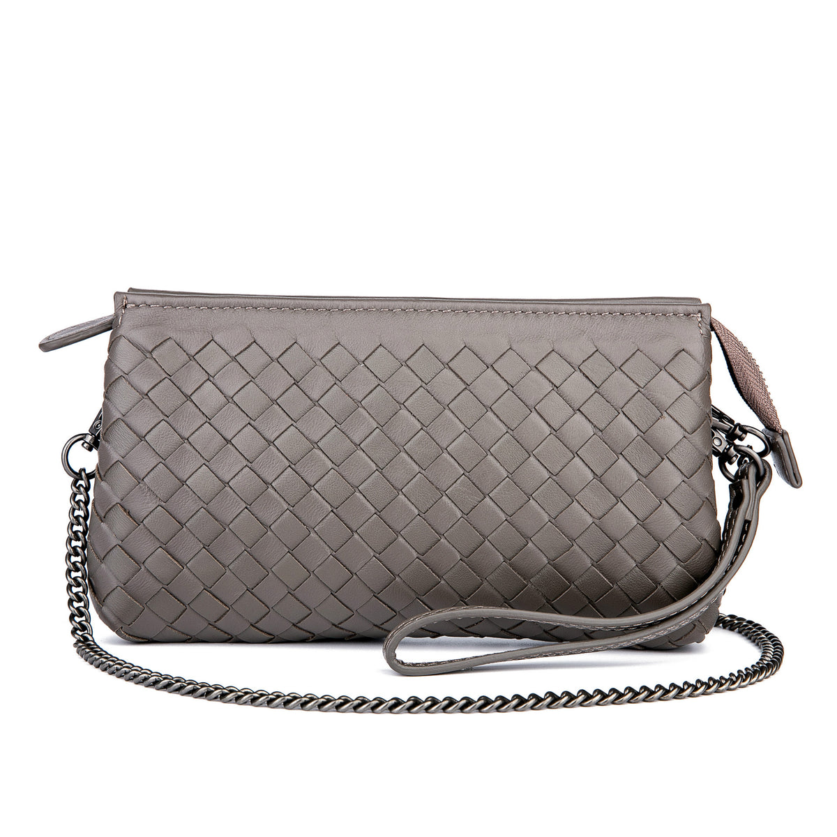 Genuine Leather Woven Clutch Shoulder Bag