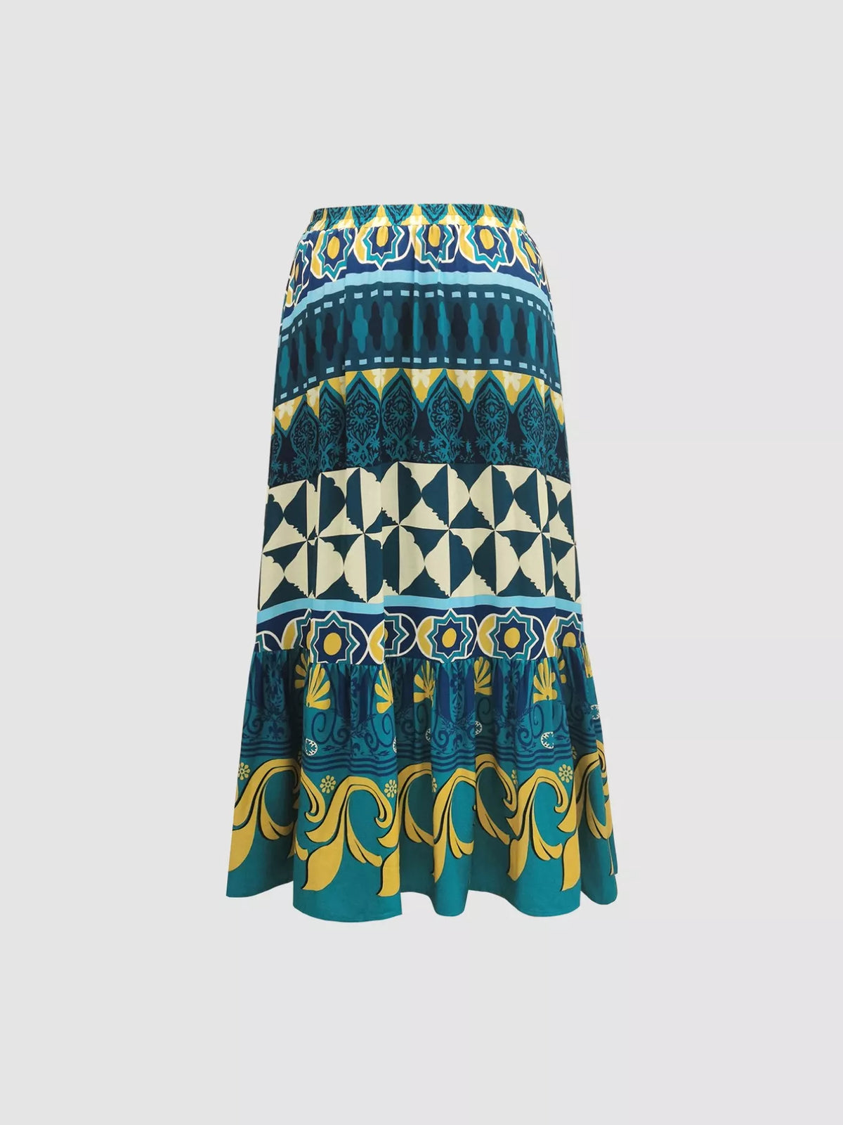 Plus Size Printed Maxi Skirt