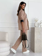 Lapel Collar Long Sleeve Blazer