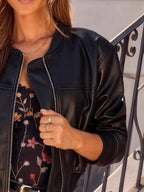 Zip Up Leather Cropped Jacket