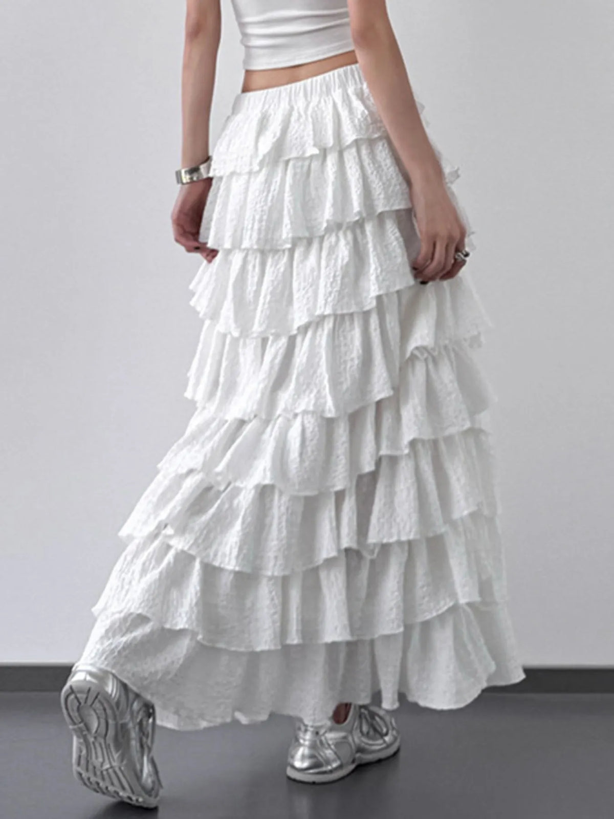 Ruffle Layered Maxi Skirt