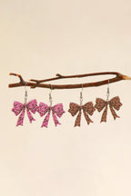 Cinnamon Stylish Leopard Printed Bow Stainless Hook Earrings