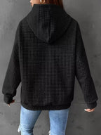 Full Size Textured Kangaroo Pocket Hoodie Plus Size