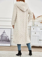 Cozy Hooded Button Up Longline Outerwear
