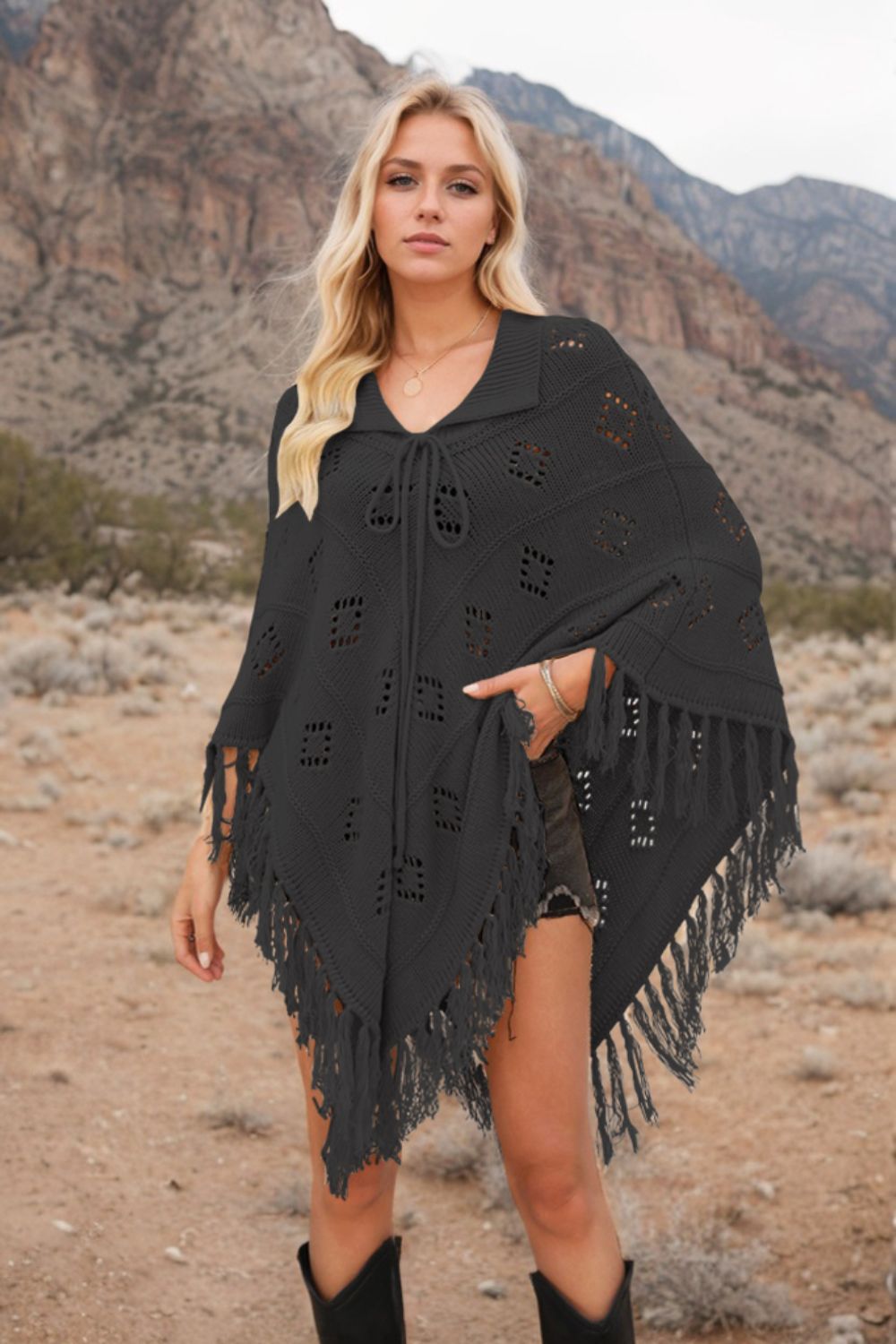 Tassel Hem Knit Cover Up