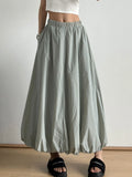 Elastic Waist Bubble Hem Maxi Skirt