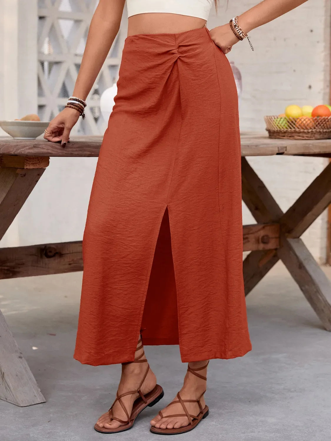 Slit Midi Skirt