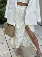 Ruched Elastic Waist Skirt