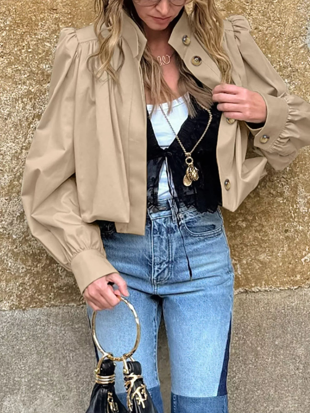 Puff Sleeve Cropped Jacket