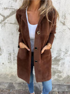 Full Size Button-Down Long Sleeve Longline Coat Plus Size