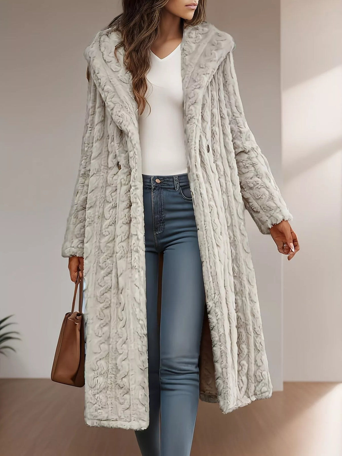 Cozy Hooded Button Up Longline Outerwear