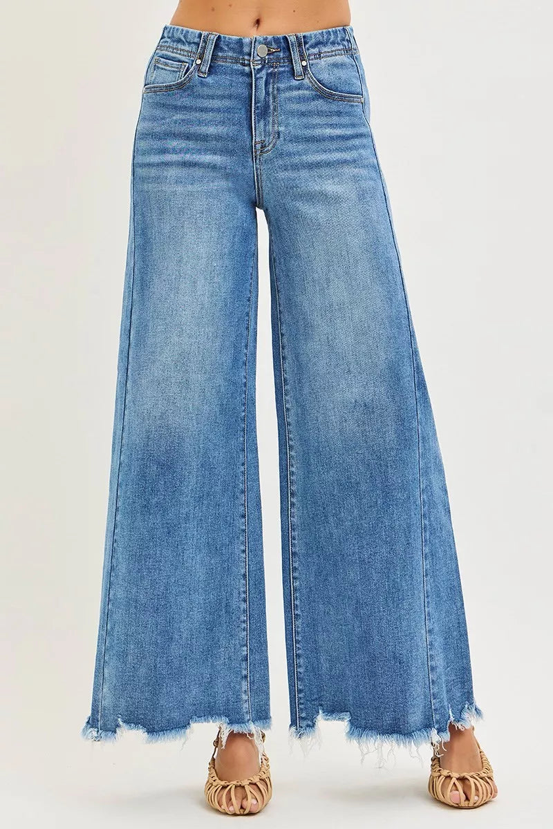 RISEN High Rise Ankle Wide Jeans