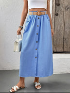 Decor Button Front Midi Skirt