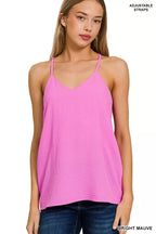 Zenana Woven Airflow Adjustable Strap V-Neck Cami