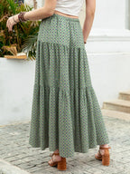 Boho Print Tiered Maxi Skirt