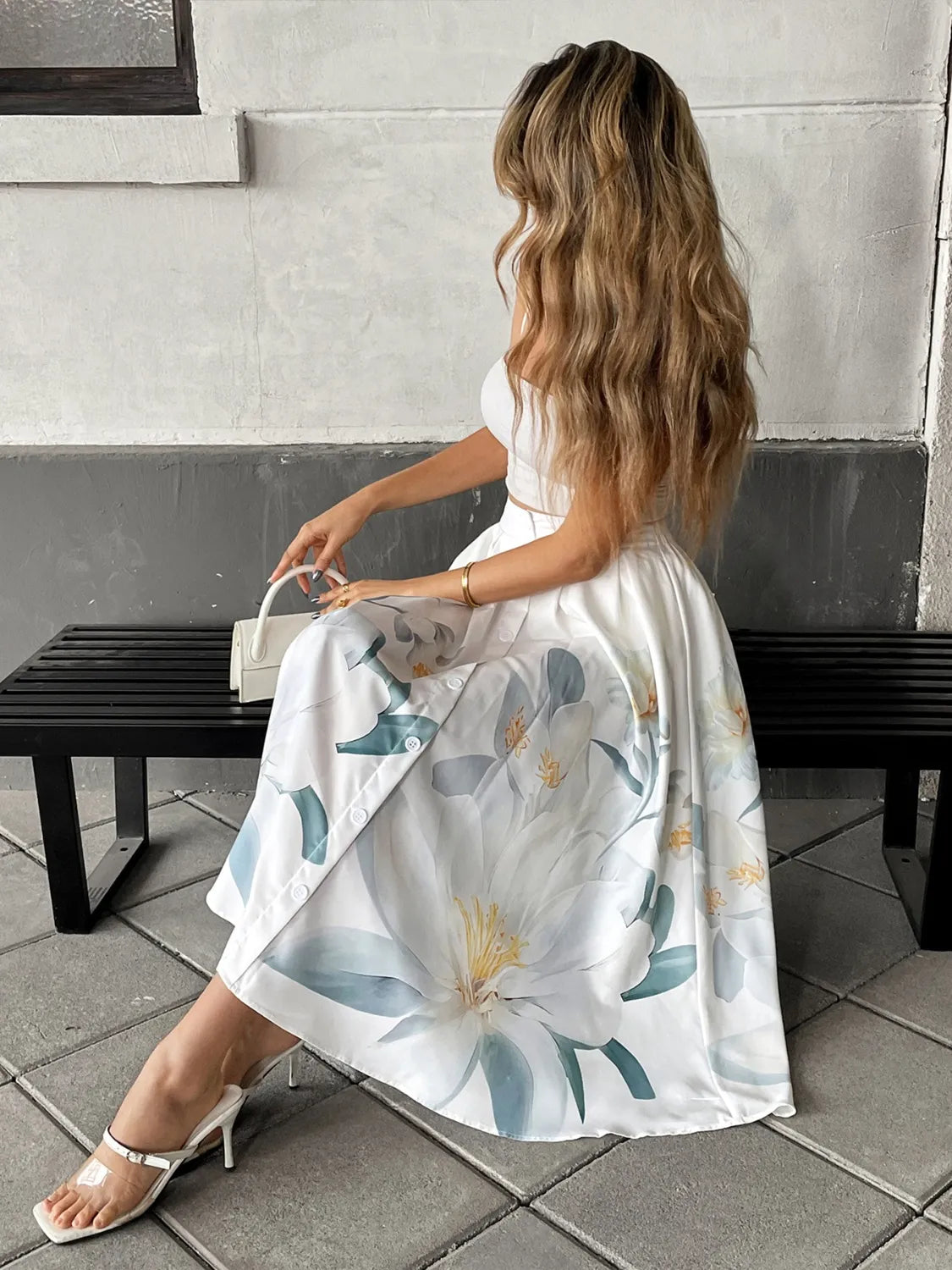 Floral Print Midi Skirt