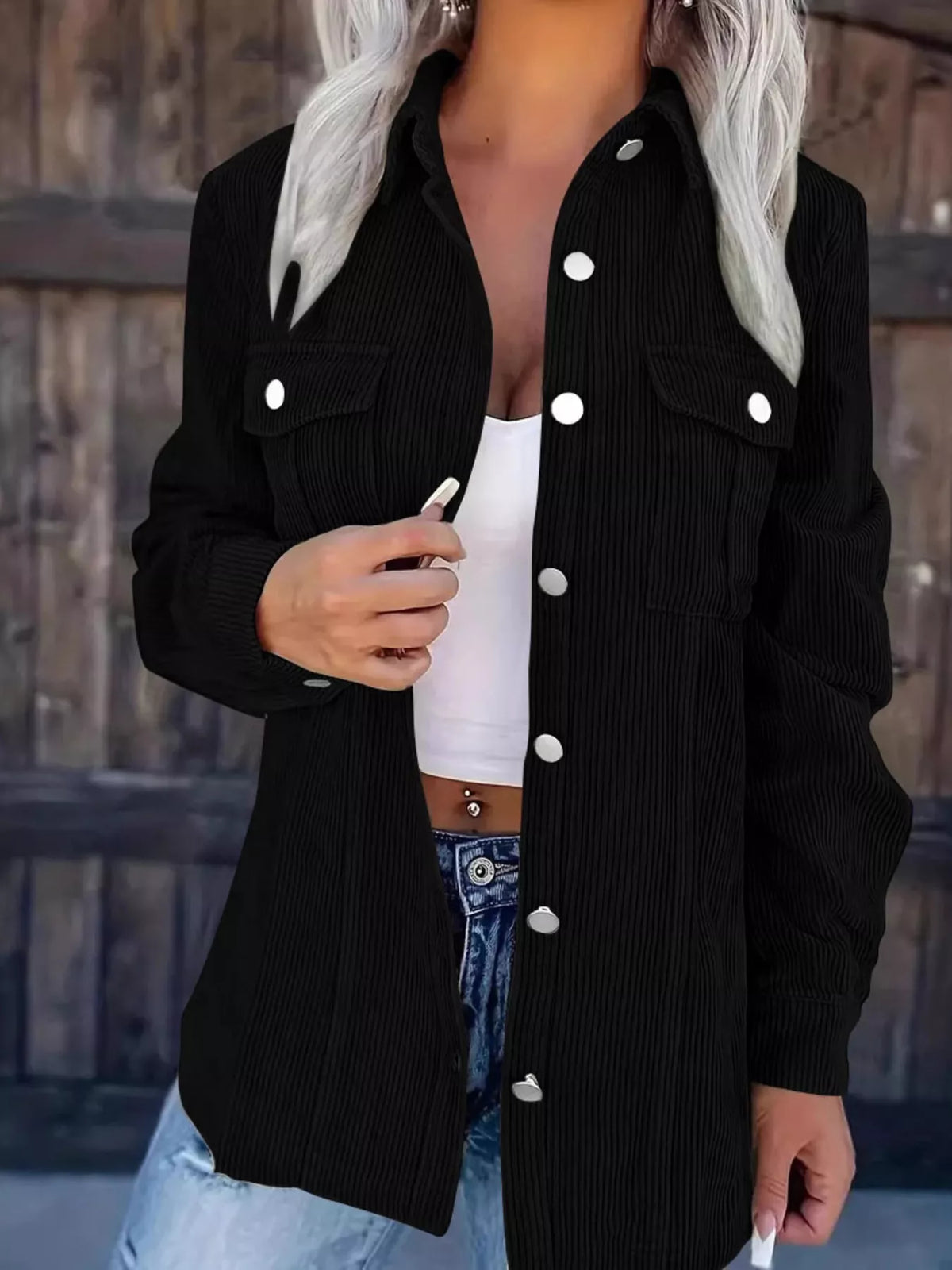 Corduroy Button-Down Jacket