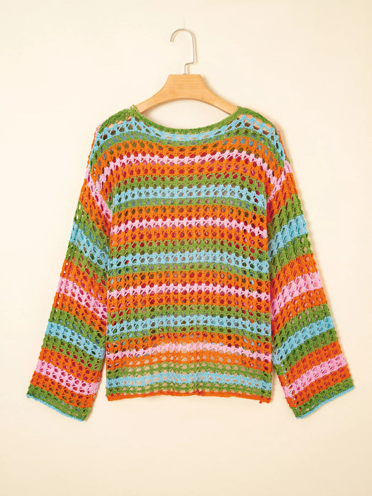 Multi Stripe Openwork Knit Cover Up