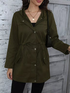Hooded Drawstring Waist Casual Outerwear