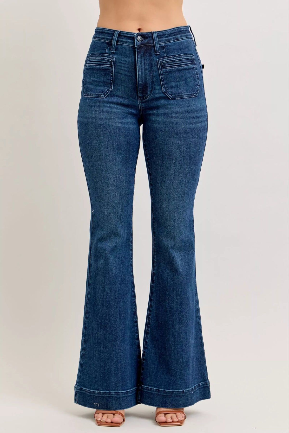 Judy Blue High-Waisted Flare Jeans with Front Pockets