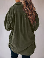 Plus Size Button-Down Dropped Shoulder Shacket