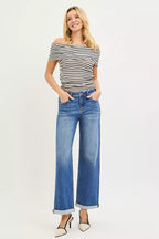 RISEN Full Size High Rise Relaxed Fit Ankle Straight Cuff Jeans Plus Size