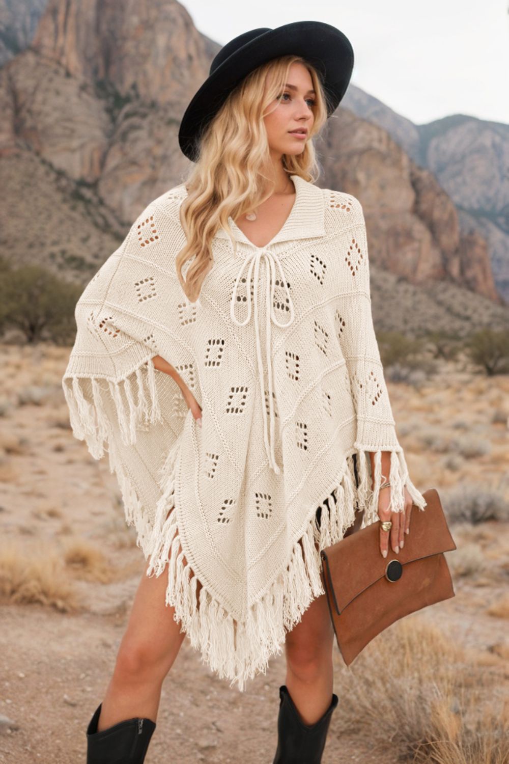 Tassel Hem Knit Cover Up