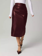 Slit Back Leather Skirt