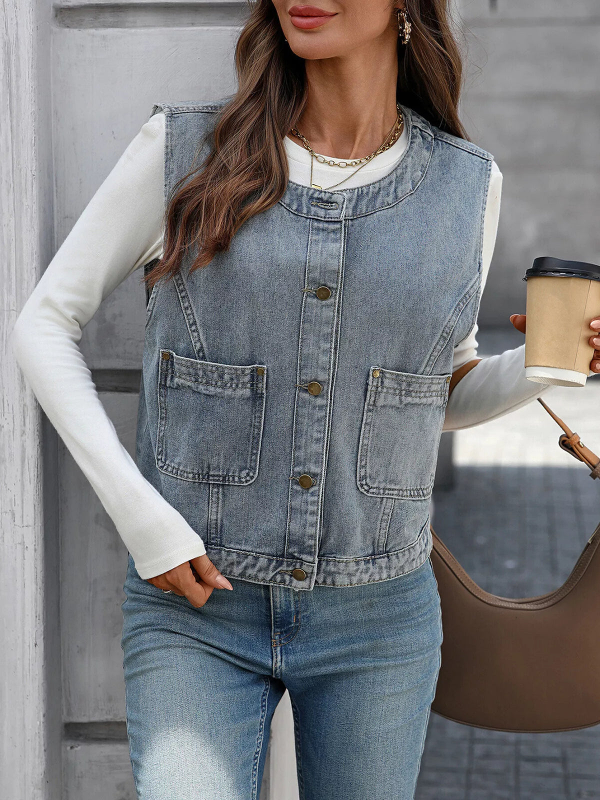 Button-Down Denim Vest