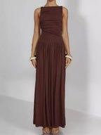 Full Size Ruched Sleeveless Maxi Dress Plus Size