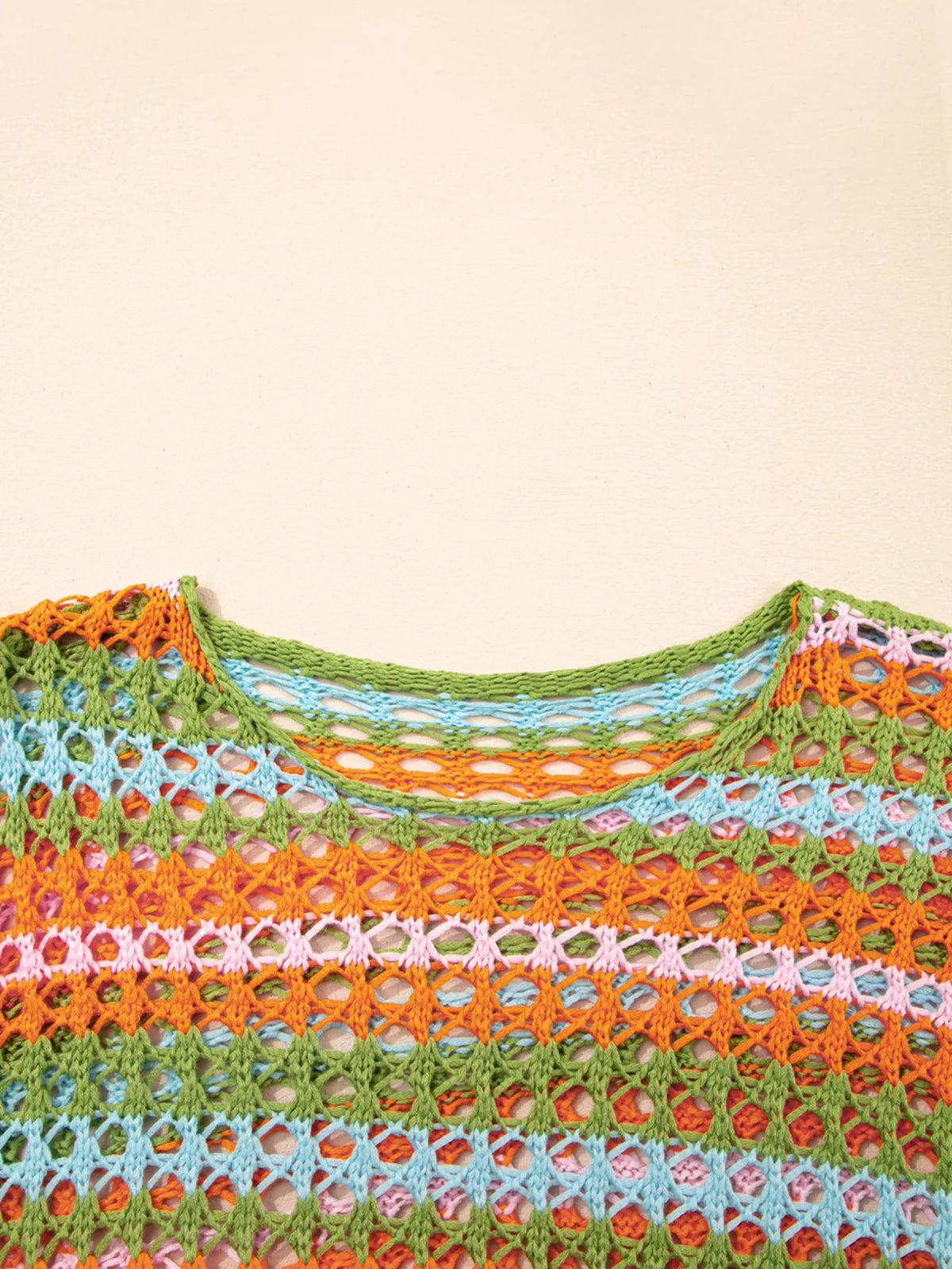 Multi Stripe Openwork Knit Cover Up