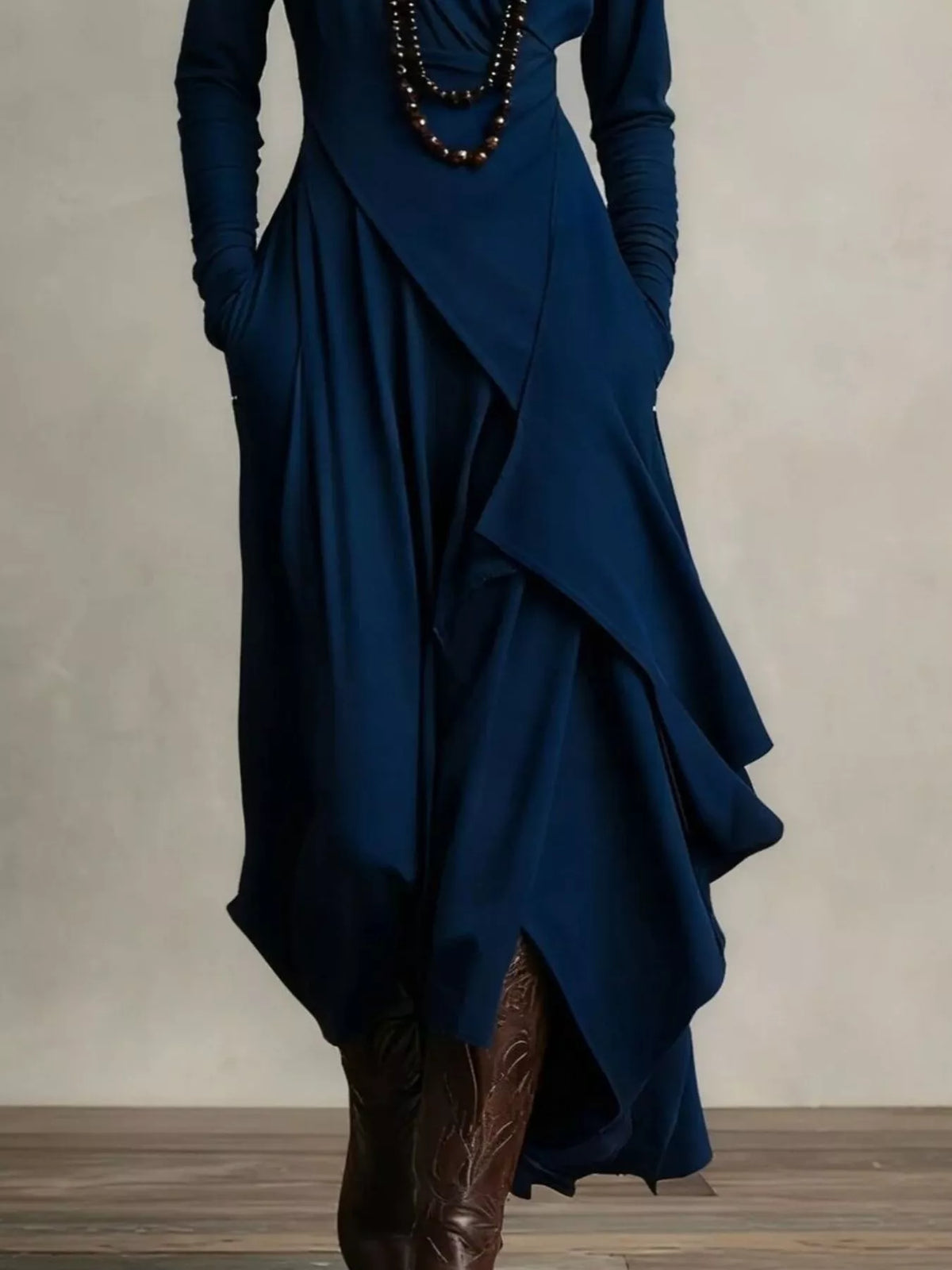 Full Size Asymmetrical Hem Turtleneck Dress Plus Size