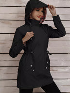 Drawstring Snap-Down Trench Coat