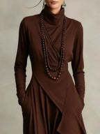 Full Size Asymmetrical Hem Turtleneck Dress Plus Size