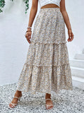 Frill Tiered Printed Skirt