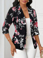Floral Print One Button Casual Blazer